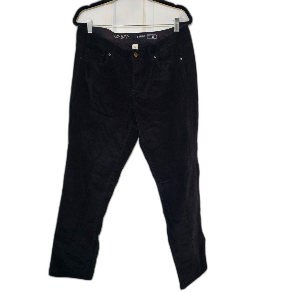 Women's Sonoma Black Corduroy Straight Pants Size 16